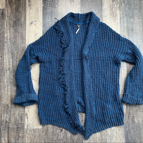 Free People | Asymmetrical Cardigan Sweater | Blue | Small - Picture 3 of 10